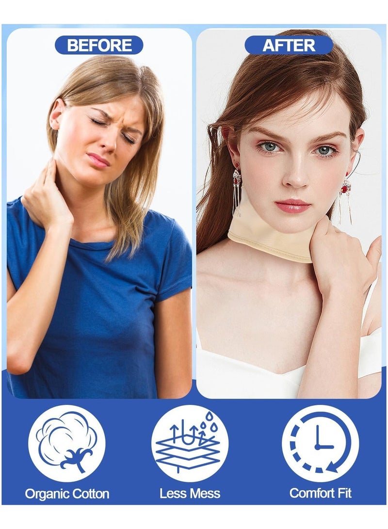 general 2 Piece Thyroid Castor Oil Neck Pack, Reusable Castor Oil Thyroid Neck Compression Pack, Organic Cotton Flannel, Reduces Mess, Comfortable Fit, White + Light Khaki - Image 5