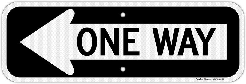 Faittoo One Way Sign with Left Arrow, 18x6 Inches Engineer Grade Reflective Rust Free Aluminum,Weather/Fade Resistant,UV Protected,Easy to Mount,Indoor/Outdoor Use - Image 1