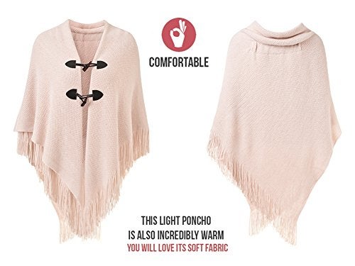 Ferand Shawl Wraps for Women – Toggle Closure, Elegant Fringe Shawl for Travel, Work, or Casual Outfits, Perfect for Fall Layering, Pink - Image 3