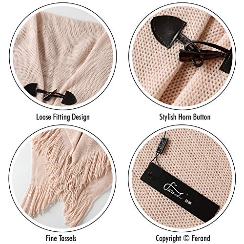 Ferand Shawl Wraps for Women – Toggle Closure, Elegant Fringe Shawl for Travel, Work, or Casual Outfits, Perfect for Fall Layering, Pink - Image 4
