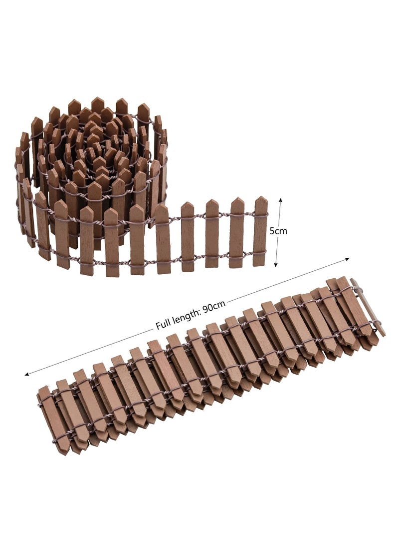 Barakah سياج خشبي مصغر، عبوة 2 90x5 سم سياج صغير لحديقة الجنيات، المناظر الطبيعية الدقيقة، منزل الدمى، ديكور أصيص الزهور - Image 5