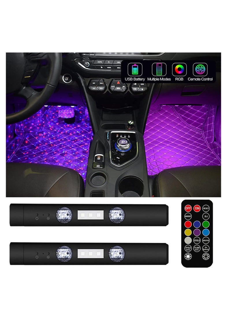 RGB LED Starry Car Interior Lights - Ambient Atmosphere Light USB Rechargeable Sound Remote Control Neon Accent Lighting Kit Roof Under Dash Star Decoration Light for Car Party - Image 1