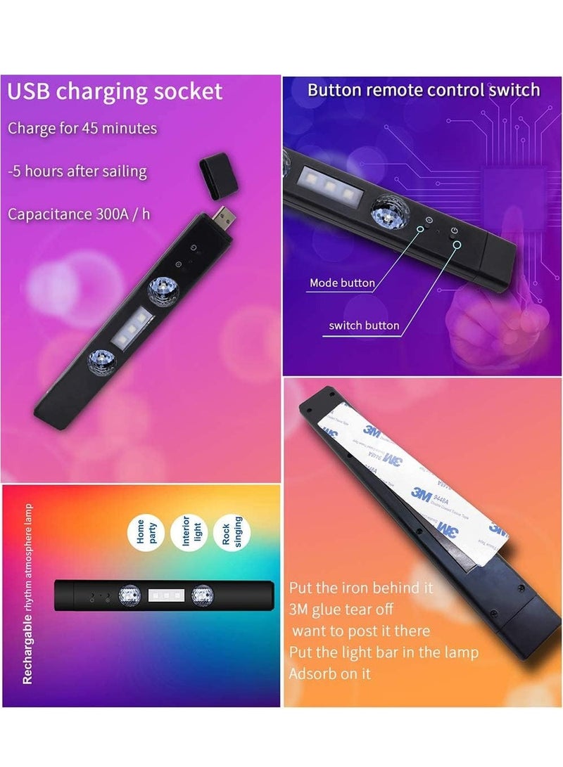 RGB LED Starry Car Interior Lights - Ambient Atmosphere Light USB Rechargeable Sound Remote Control Neon Accent Lighting Kit Roof Under Dash Star Decoration Light for Car Party - Image 2