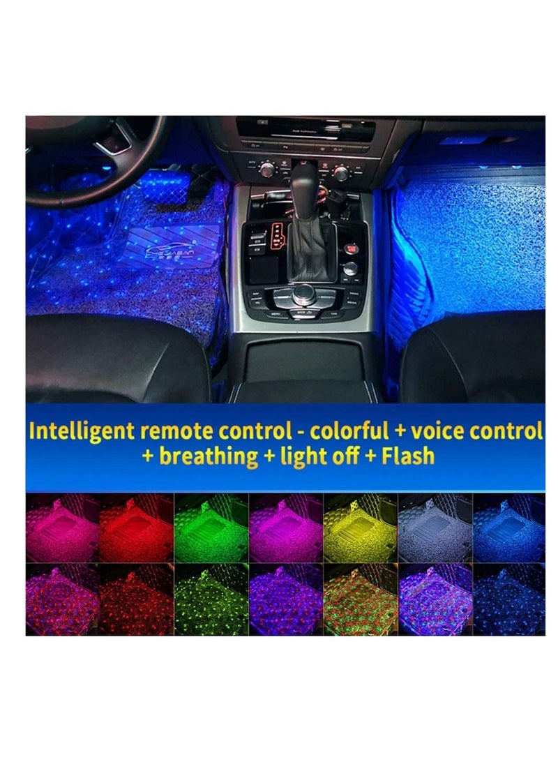 RGB LED Starry Car Interior Lights - Ambient Atmosphere Light USB Rechargeable Sound Remote Control Neon Accent Lighting Kit Roof Under Dash Star Decoration Light for Car Party - Image 3