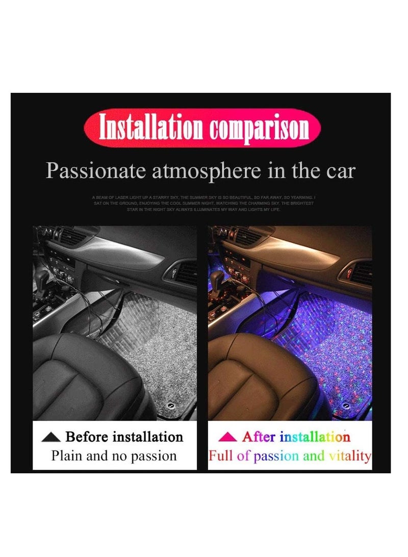 RGB LED Starry Car Interior Lights - Ambient Atmosphere Light USB Rechargeable Sound Remote Control Neon Accent Lighting Kit Roof Under Dash Star Decoration Light for Car Party - Image 5