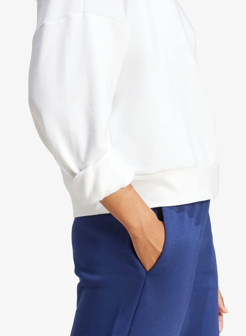 Adidas WHITE/BLACK Small Logo French Terry Hoodie for Women | Best Price UAE