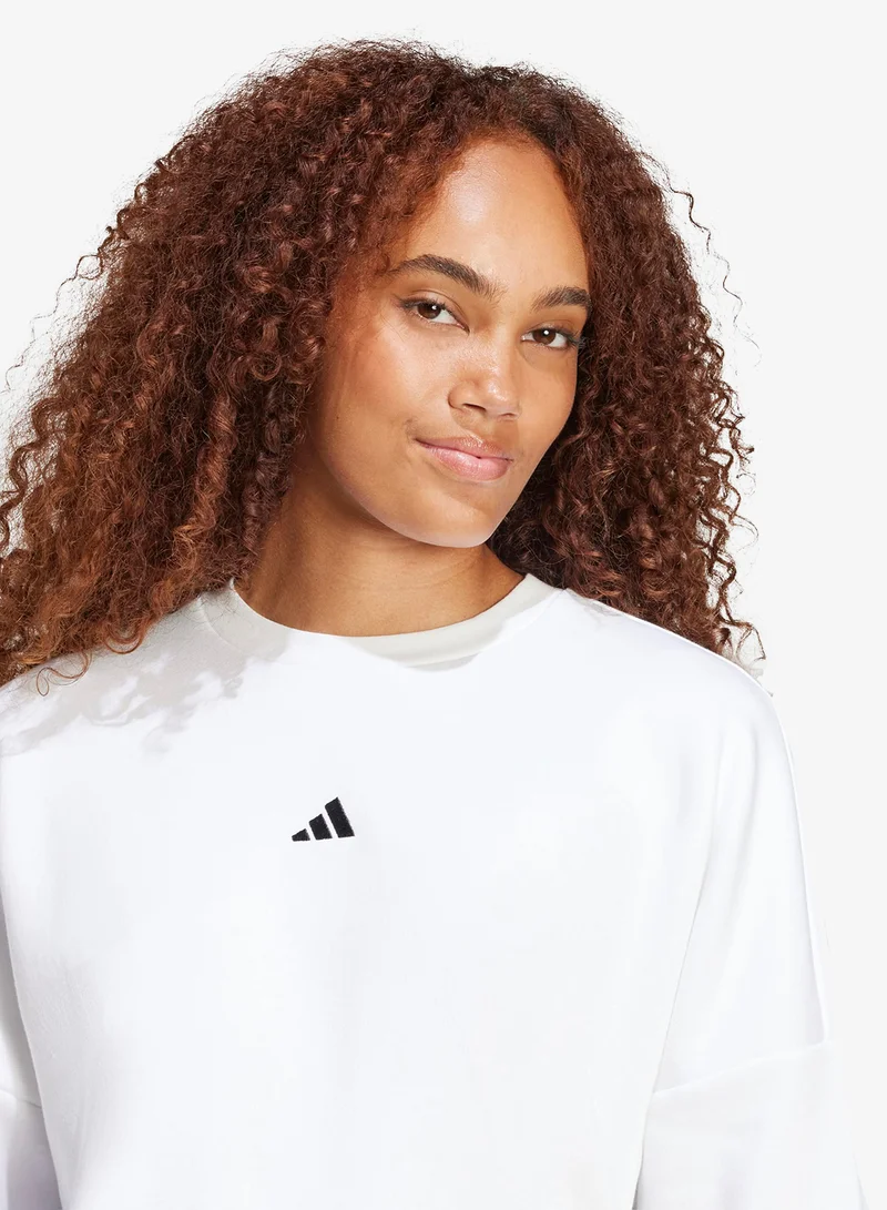 Adidas WHITE/BLACK Small Logo French Terry Hoodie for Women | Best Price UAE