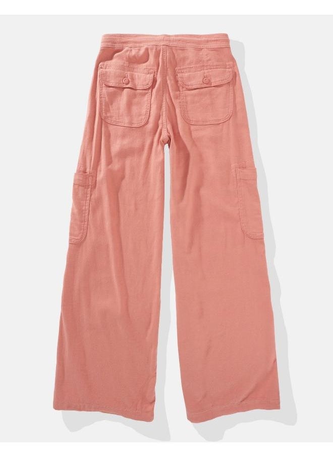 American Eagle AE Dreamy Drape Linen-Blend Baggy Wide-Leg Cargo Pant  - Image 4