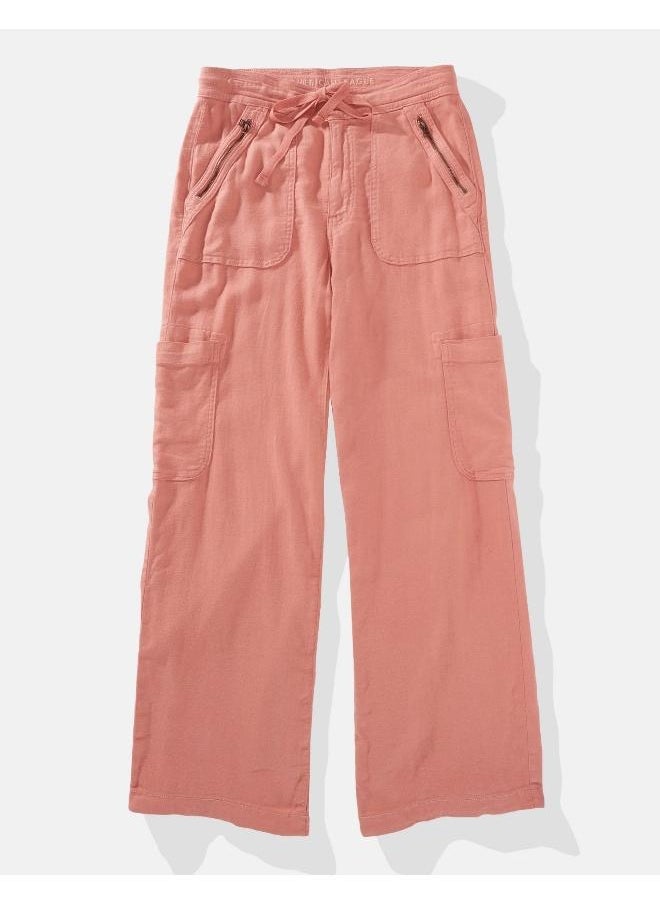 American Eagle AE Dreamy Drape Linen-Blend Baggy Wide-Leg Cargo Pant  - Image 3