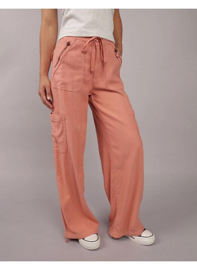 American Eagle AE Dreamy Drape Linen-Blend Baggy Wide-Leg Cargo Pant  - Image 1
