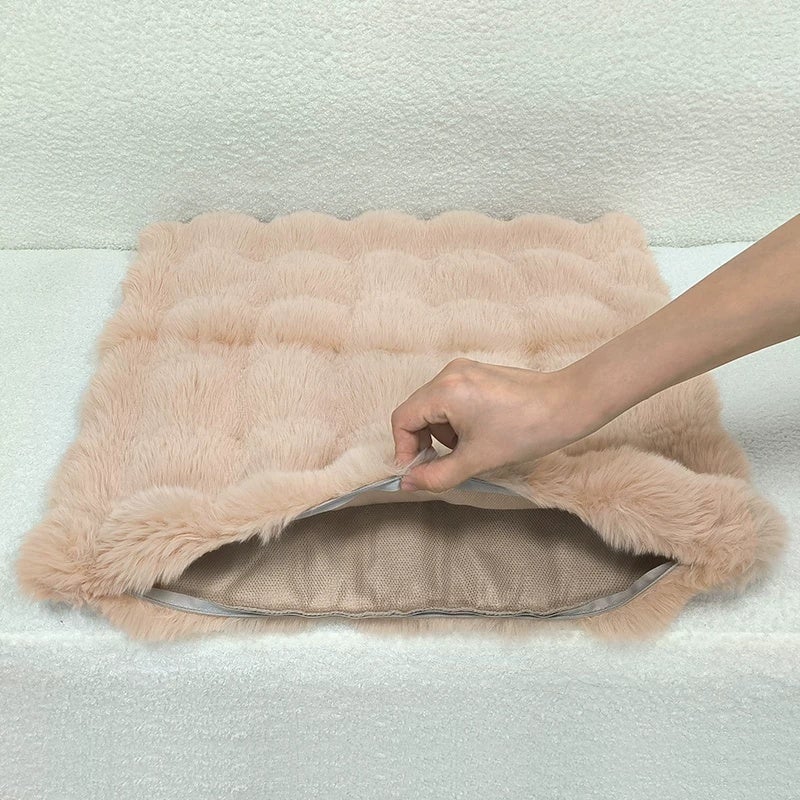 Double-sided imitation rabbit plush pillow, light luxury pillow, large backrest cushion, living room sofa pillow, pillowcase without core, high-end feeling - Image 2