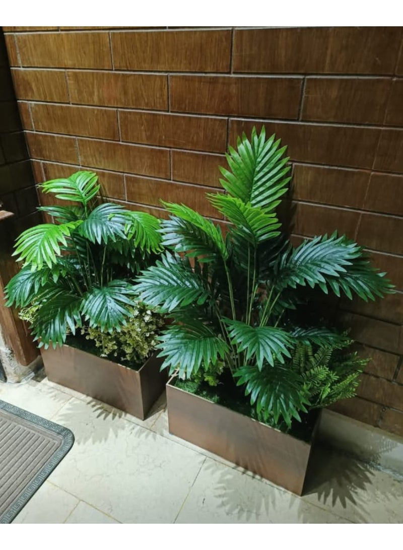 حوض خشبي مستطيل بنباتات صناعية عالية الجودة – تصميم عصري أنيق للديكور الداخلي والخارجي (40×20 سم) - Image 2