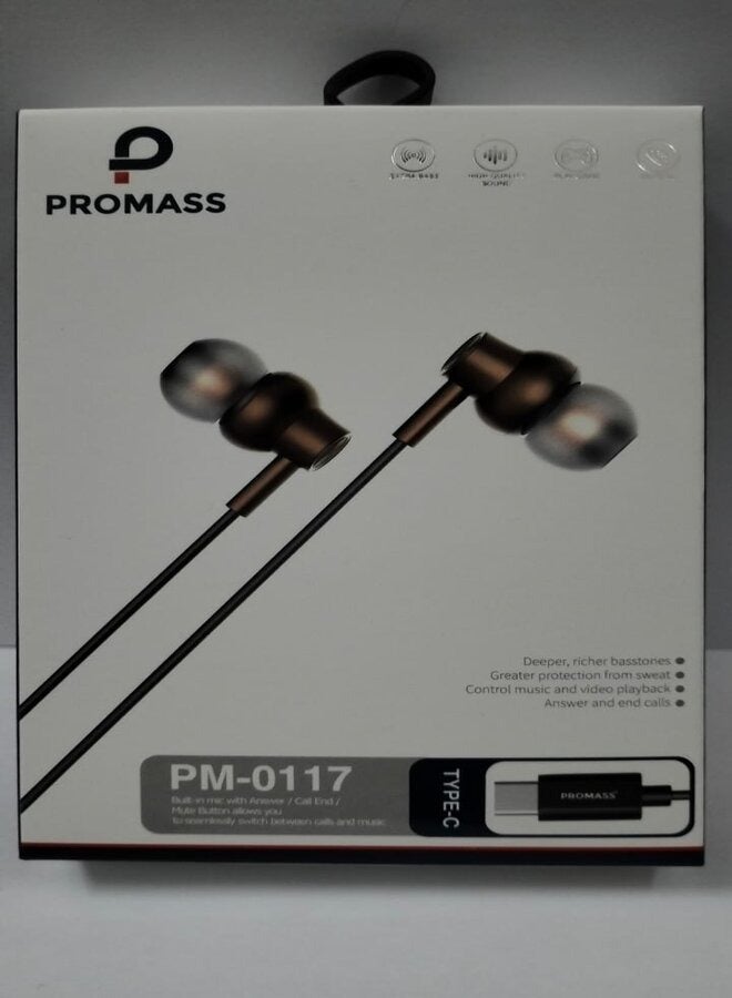 PROMASS Type-C Earphone Parameters Black. - Image 1