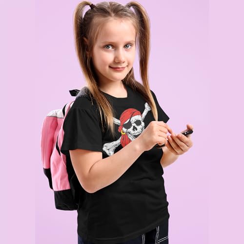 shop4ever Pirate Skull & Crossbones Youth's T-Shirt Pirate Flag Child Kids Tee Shirts Youth Large Black 11224 - Image 4