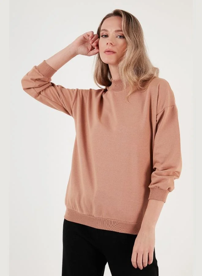 Lela Lela Cotton Stand-Up Collar Basic Knitted Sweatshirt Women's SWEAT 5863323