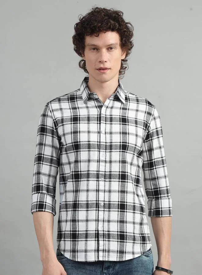 Bushirt Checked Spread Collar Regular Fit Shirt by Styli