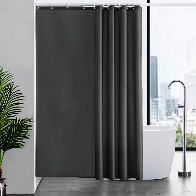 Furlinic Shower Curtain with Hooks Extra Long 100 Polyester Bathroom Shower Curtains Waterproof Dark Grey 180 x 210cm 72 x 83 Inch