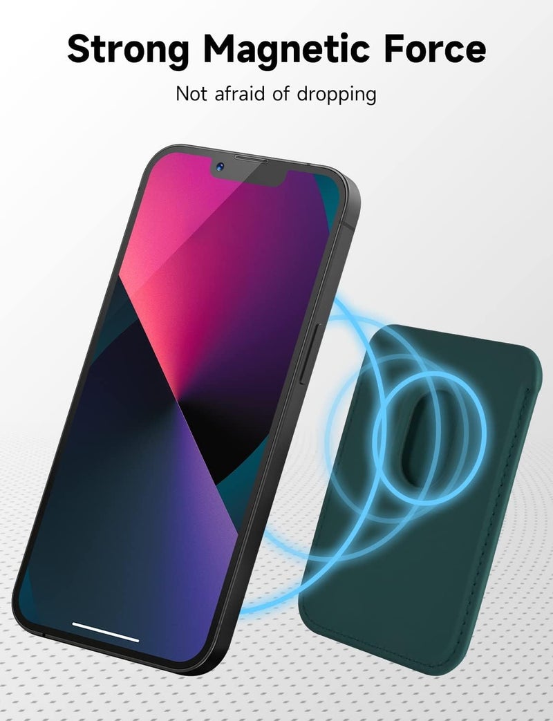 CONTACTS حامل بطاقة مغناطيسي فاخر مصمم ليتوافق مع MagSafe لهواتف iPhone 16 و iPhone 15 و iPhone 14 و iPhone 13 و iPhone 12 (أخضر داكن) - Image 4