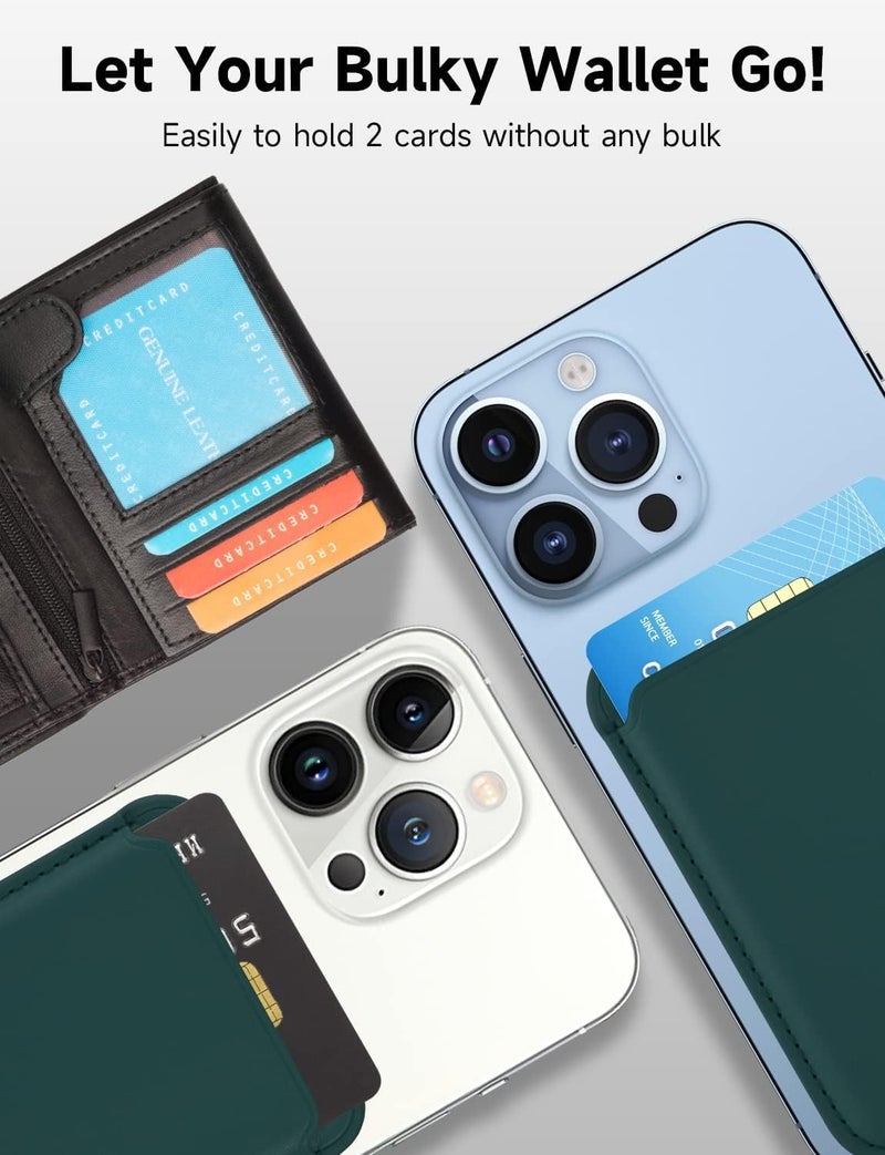 CONTACTS حامل بطاقة مغناطيسي فاخر مصمم ليتوافق مع MagSafe لهواتف iPhone 16 و iPhone 15 و iPhone 14 و iPhone 13 و iPhone 12 (أخضر داكن) - Image 5