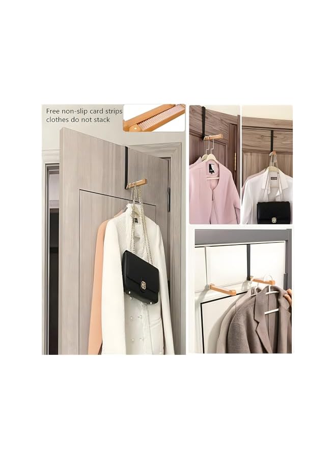 PROMASS promass Over the Door Hooks, 2 Pack Foldable Door Hooks with Anti Slip Strip, Metal Solid Wood Retractable Over the Door Hook, Portable Clothes Hooks for Hanging Coats, Hats, Towels, Bags (Black)  - Image 5