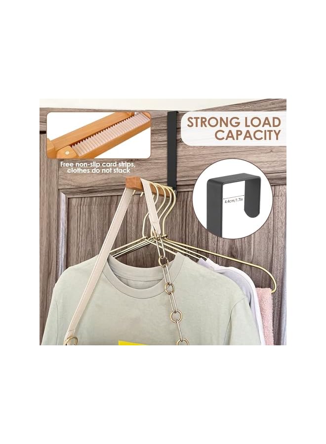 PROMASS promass Over the Door Hooks, 2 Pack Foldable Door Hooks with Anti Slip Strip, Metal Solid Wood Retractable Over the Door Hook, Portable Clothes Hooks for Hanging Coats, Hats, Towels, Bags (Black)  - Image 3