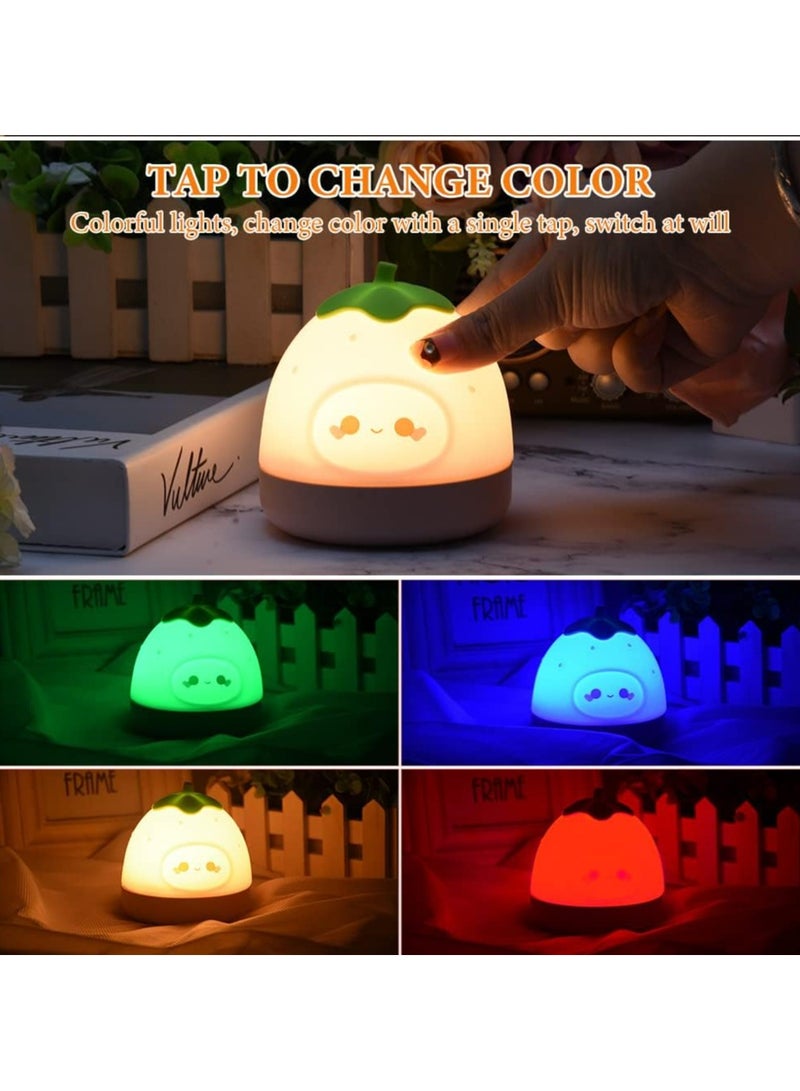 CMGTYYD CMGTYYD Strawberry Night Light for Kids Bedroom, Cute Silicone Lamp with Touch Sensor, Children's Bedside Lamp, Changing Color Night Light Mini Table Lamp for Kids Girl Room - Image 2