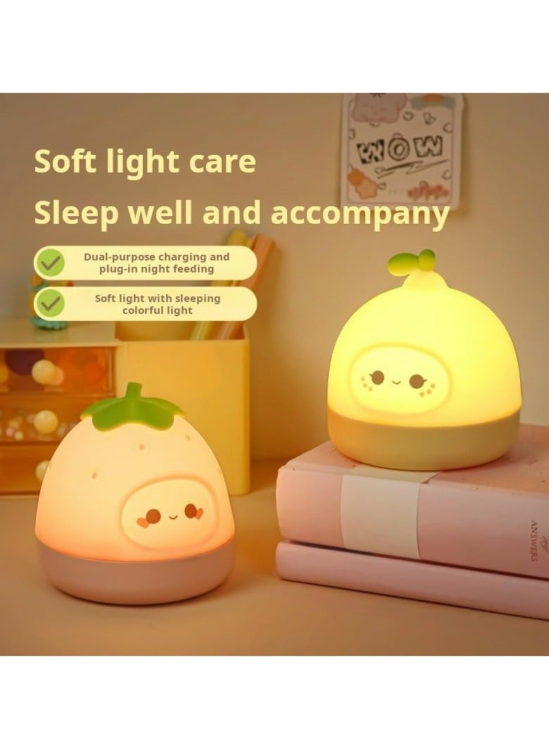 CMGTYYD CMGTYYD Strawberry Night Light for Kids Bedroom, Cute Silicone Lamp with Touch Sensor, Children's Bedside Lamp, Changing Color Night Light Mini Table Lamp for Kids Girl Room - Image 4