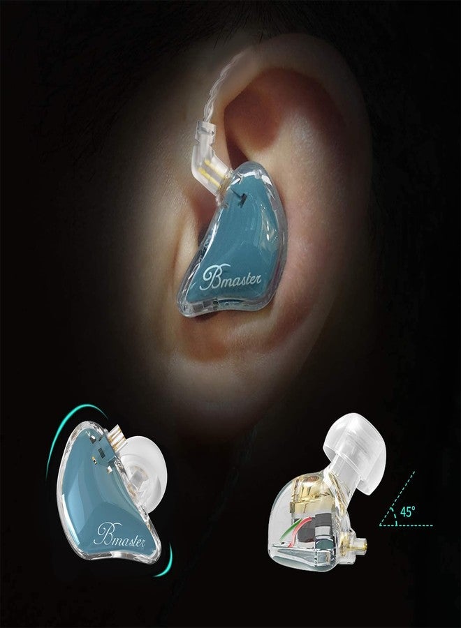 BASN سماعات رأس BASN Bmaster ثلاثية المحركات داخل الأذن، سماعات صوت احترافية للموسيقيين والمغنين وعازفي الطبول، مع كابلين موصلين ثنائيي السن وحافظة واقية (أزرق) - Image 2
