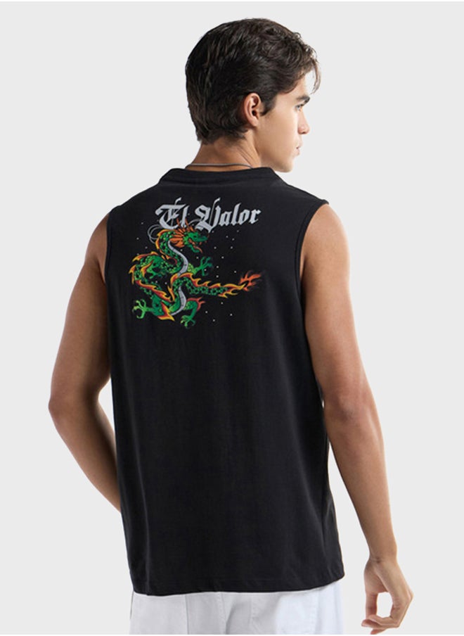 FAV Dragon Print Sleeveless T-Shirt  - Image 2