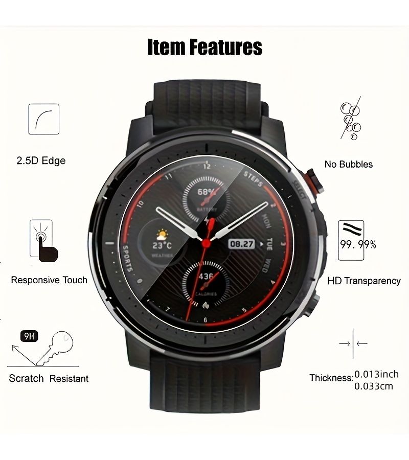 4pcs Smart Watch Tempered Glass Screen Protector 31mm Diameter - Image 2