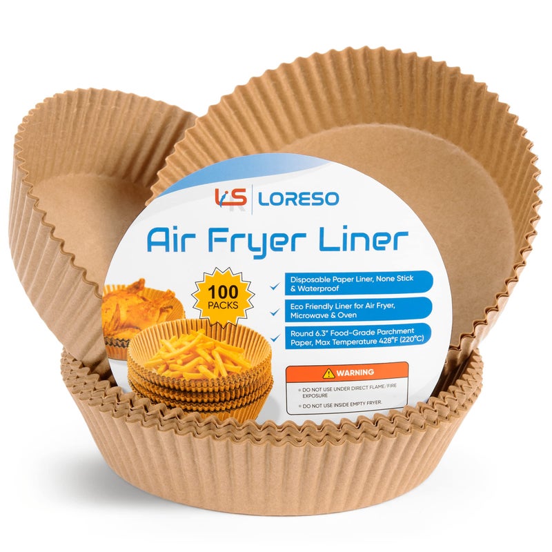 Air Fryer Liners Disposable Parchment Paper 100 Count  Round 67 Inch Non Stick Parchment Paper Sheets Liners For Air Fryers 25 Quart  63 Round  100CT