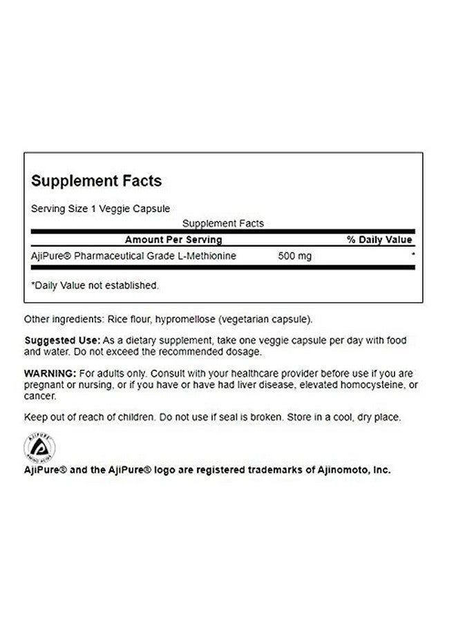 Swanson ULT L-METHIONINE AJI 500MG 60 Veg CP - Image 2