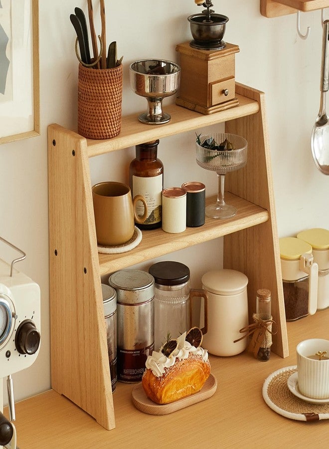 KIRIGEN Wood 3 Tier Ladder Shelf Desktop Organizer Storage Mulfunctional Tabletop Display Rack Counertop Shelf for Home Kitchen Office Bedroom DGNJ-NA - Image 5