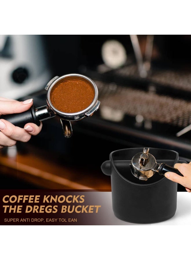 Coffee Grounds Bucket Espresso Knock Box Anti Slip Coffee Grind Dump Bin Waste Bin With Detachable Knock Bar For Home or Coffee Shop, Black  - Image 2