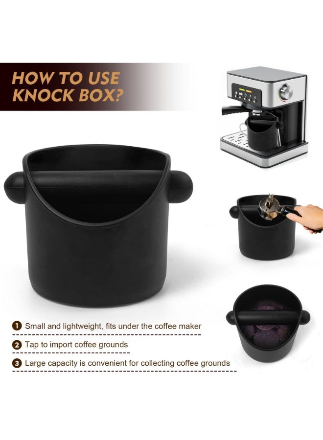 Coffee Grounds Bucket Espresso Knock Box Anti Slip Coffee Grind Dump Bin Waste Bin With Detachable Knock Bar For Home or Coffee Shop, Black  - Image 3