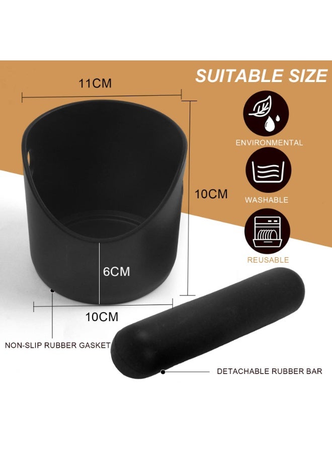 Coffee Grounds Bucket Espresso Knock Box Anti Slip Coffee Grind Dump Bin Waste Bin With Detachable Knock Bar For Home or Coffee Shop, Black  - Image 5