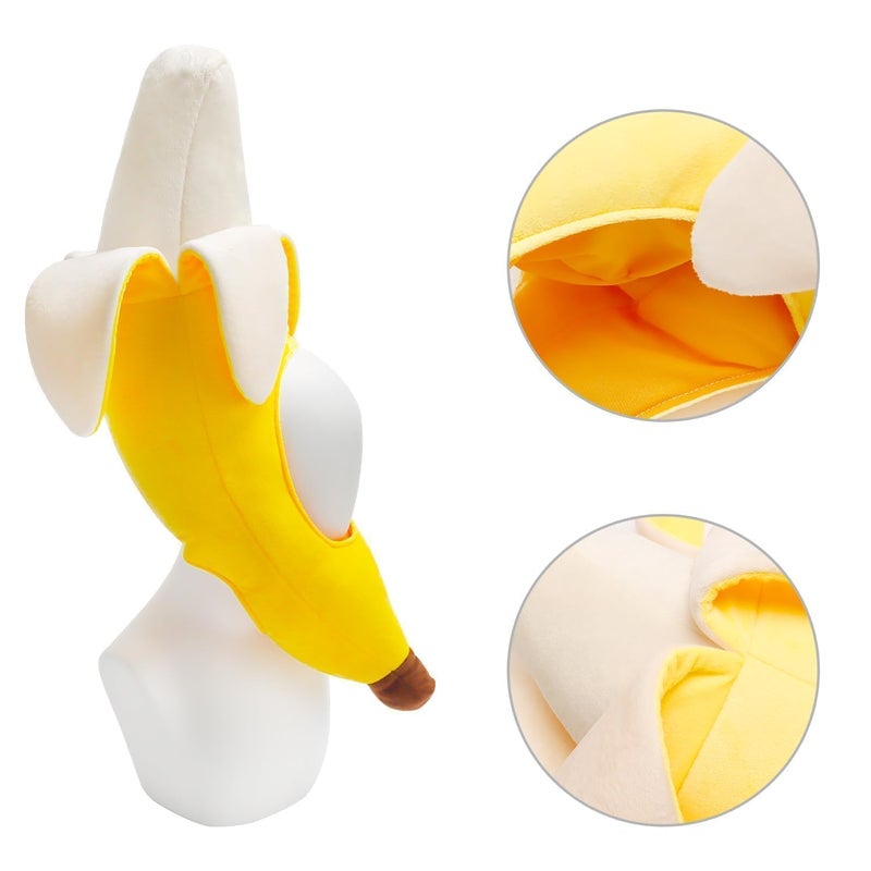 Warmtree Cute Banana Suit Plush Hat - Banana Party Dress Up Hat for Halloween & Cosplay - Image 4
