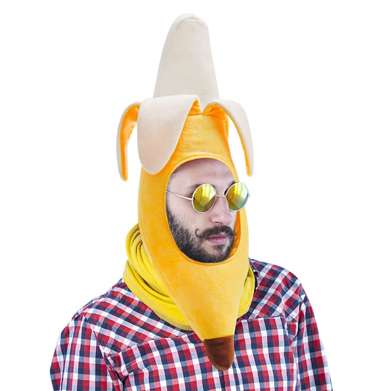 Warmtree Cute Banana Suit Plush Hat - Banana Party Dress Up Hat for Halloween & Cosplay - Image 1