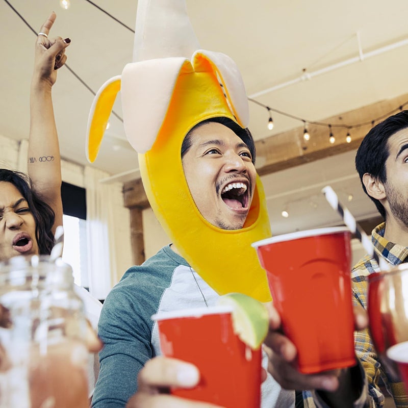 Warmtree Cute Banana Suit Plush Hat - Banana Party Dress Up Hat for Halloween & Cosplay - Image 3