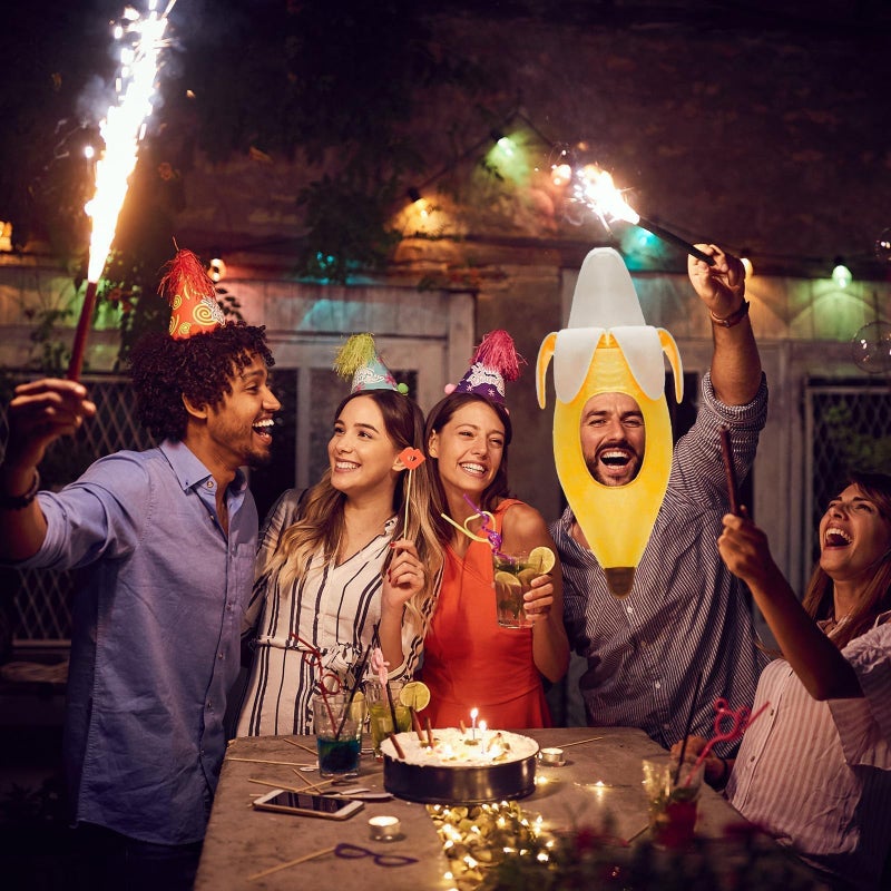 Warmtree Cute Banana Suit Plush Hat - Banana Party Dress Up Hat for Halloween & Cosplay - Image 2