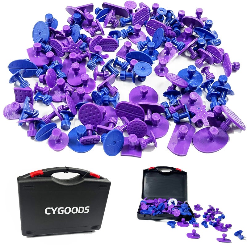 CYGOODS 126pcs Glue TabsDent Puller TabsCar Body Dent Removal Pulling TabsPaintless Dent Repair Toolfor Automobile Dent Repair Hail Damage Removal Tools with Toolbox