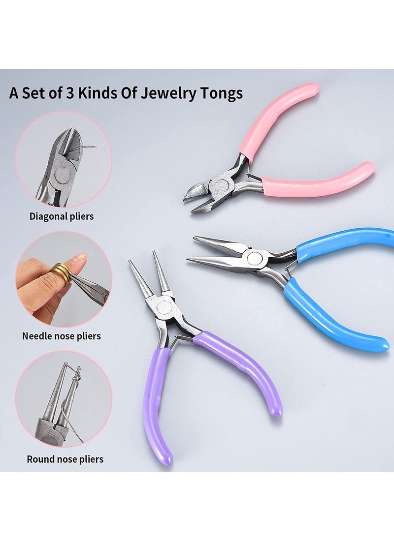 Generic - 3 Pcs Jewelry Pliers Set Jewelry Making Tools Pliers Kit Includes Needle Nose Pliers/Diagonal Pliers/Round Nose Pliers Wire Cutters Pliers for Jewelry Making Wire Wrapping Beading Crafts Pliers - Image 1