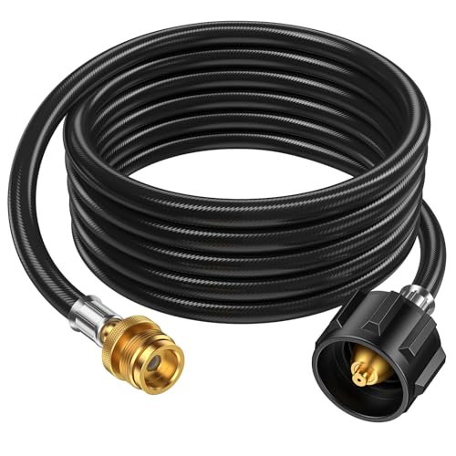 Alloxity 12 Feet Propane Hose Adapter 1lb to 20lb，Propane Adapter 20lb to 1lb Converter, Propane Tank Adapter Hose 20 lb To 1 lb for Buddy Heater/Weber Q Grill/Coleman Stove/Blackstone Griddle - Image 1