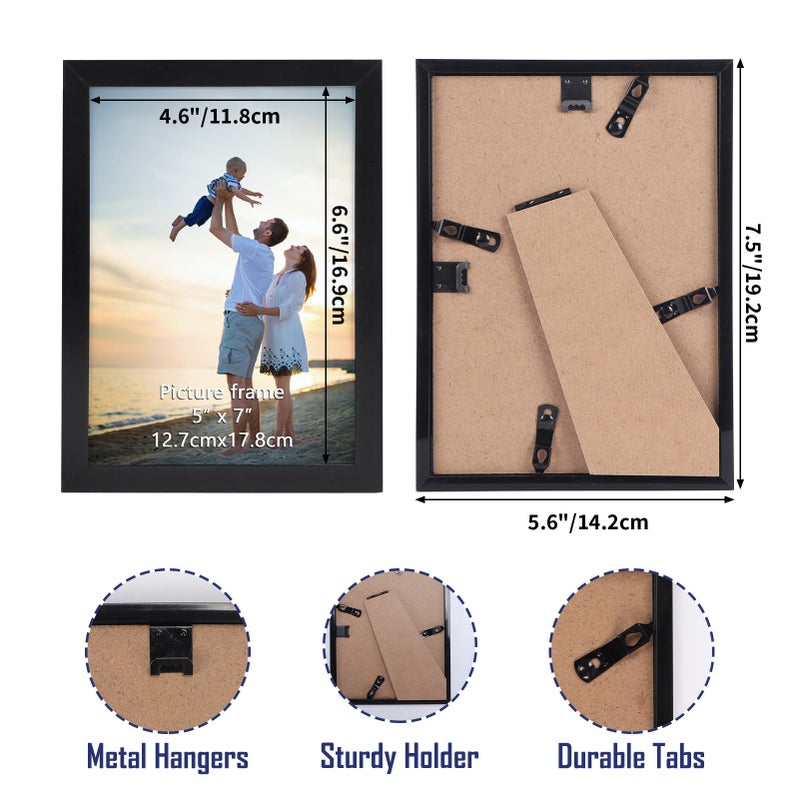 Hoikwo 18 Packs 5x7 Black Multi Picture Frames Set for Family Photos  Artwork  Light Weight Bulk 5 by 7 Frames Pack for Wall Hanging and Table  Stylish Picture Frames - Image 2