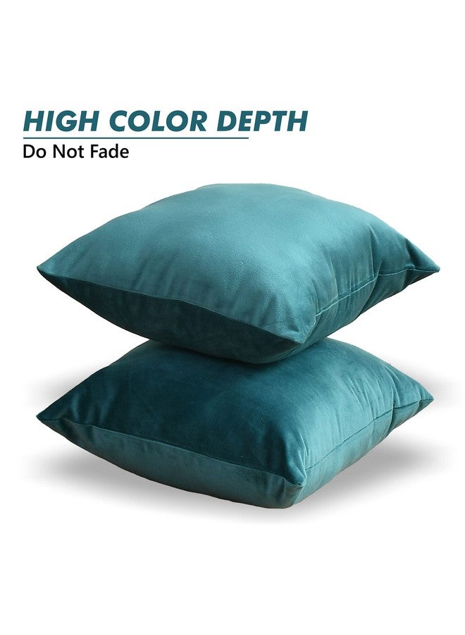 Yellow Weaves Yellow Weaves Soft Velvet Fabric Cushion Cover 12 X 12 Inches, Set Of 5, (Teal Blue), 250 TC - Image 2
