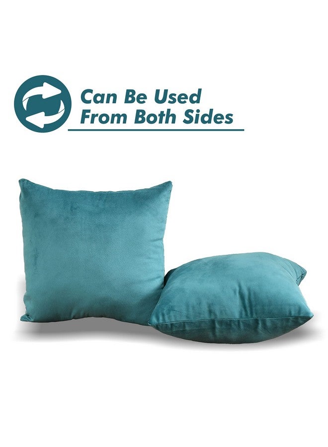 Yellow Weaves Yellow Weaves Soft Velvet Fabric Cushion Cover 12 X 12 Inches, Set Of 5, (Teal Blue), 250 TC - Image 5
