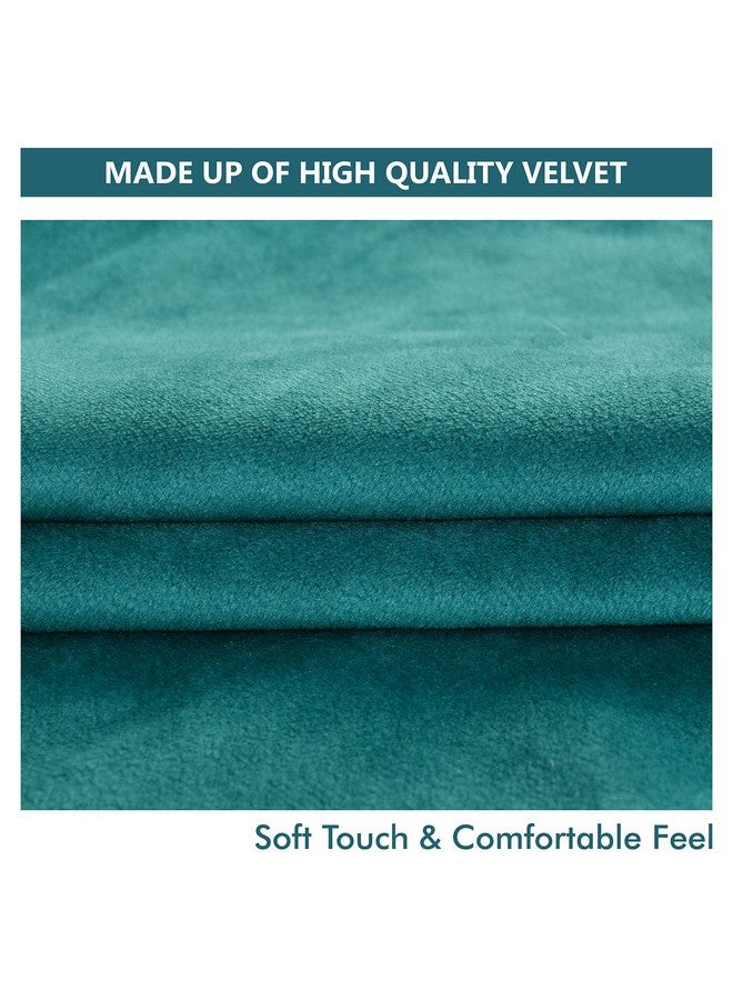Yellow Weaves Yellow Weaves Soft Velvet Fabric Cushion Cover 12 X 12 Inches, Set Of 5, (Teal Blue), 250 TC - Image 3