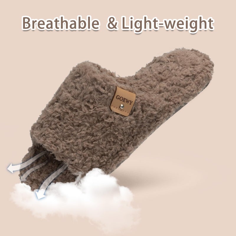 GOEWY Fuzzy Open Toe Slippers for Women Indoor Cozy Memory Foam Slip On House Slides Shoes Gifts for Womens Her Mom - Image 5