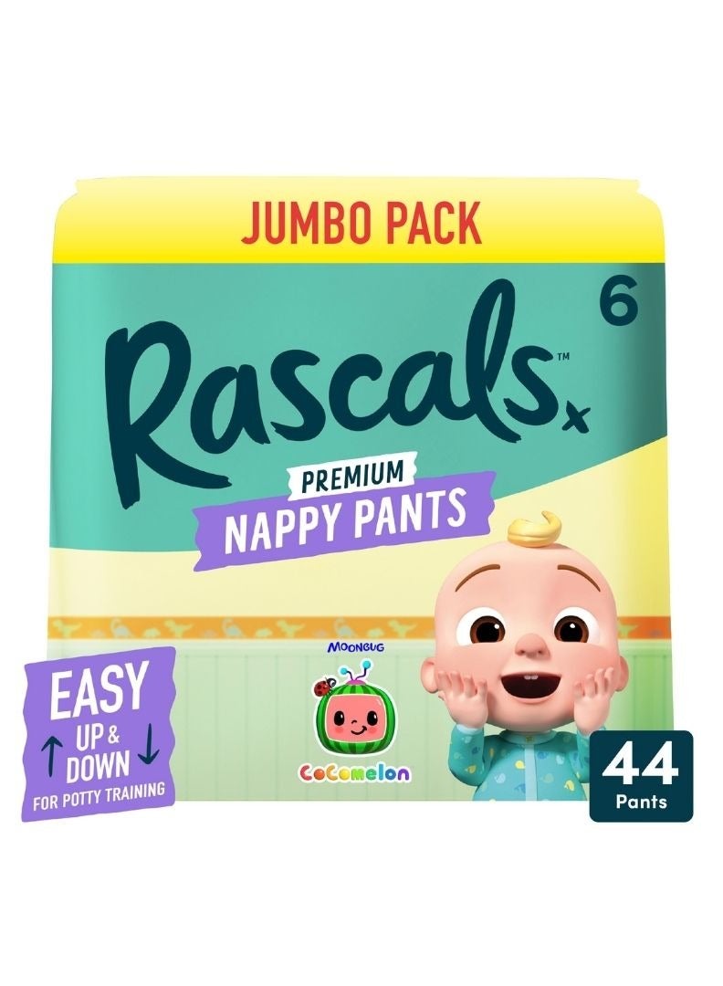 Rascals Training Diaper Pants Cocomelon Edition - Easy Pull Up Design Diaper Pants - Soft & Comfortable Baby Diaper Pants Size 6 - Ultra Flex 360 Waistband 15-20 kg - Jumbo Box (44 Count) - Image 1