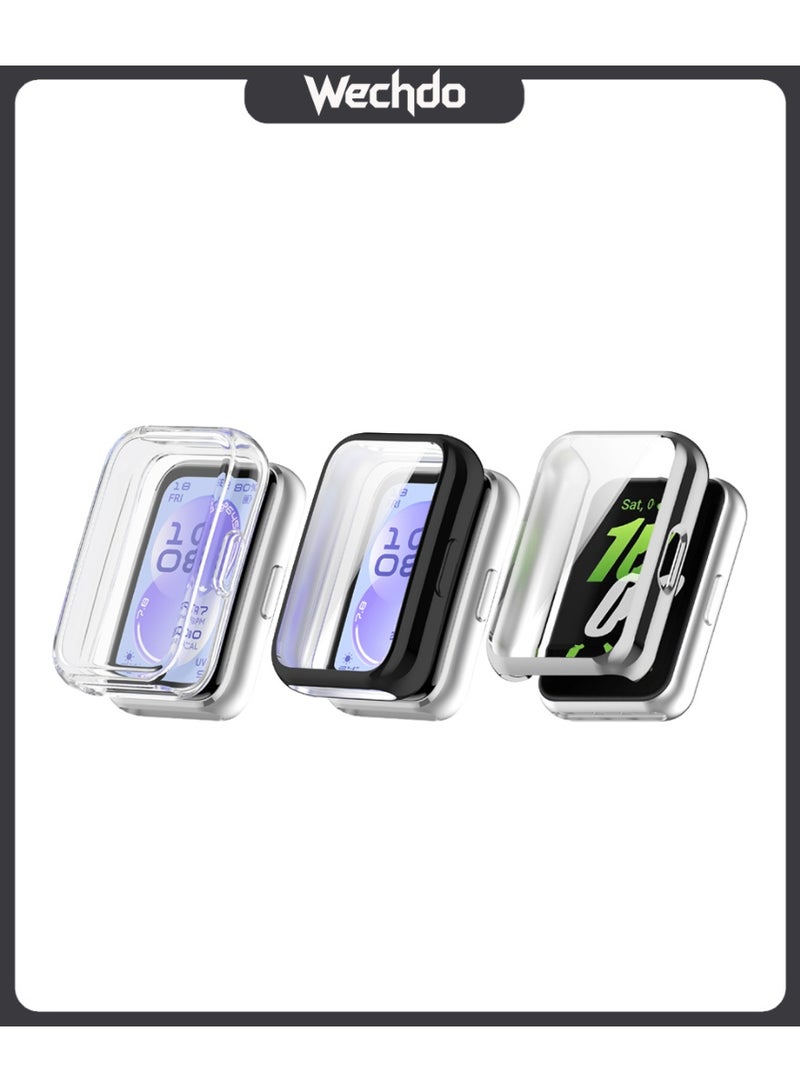 Wechdo 3-Pack Case for Huawei Band 11 Pro- Black/Silver/Clear Soft TPU Full Coverage Protective Cover with Built-in Screen Protector, Slim Bumper Case Set - Image 1